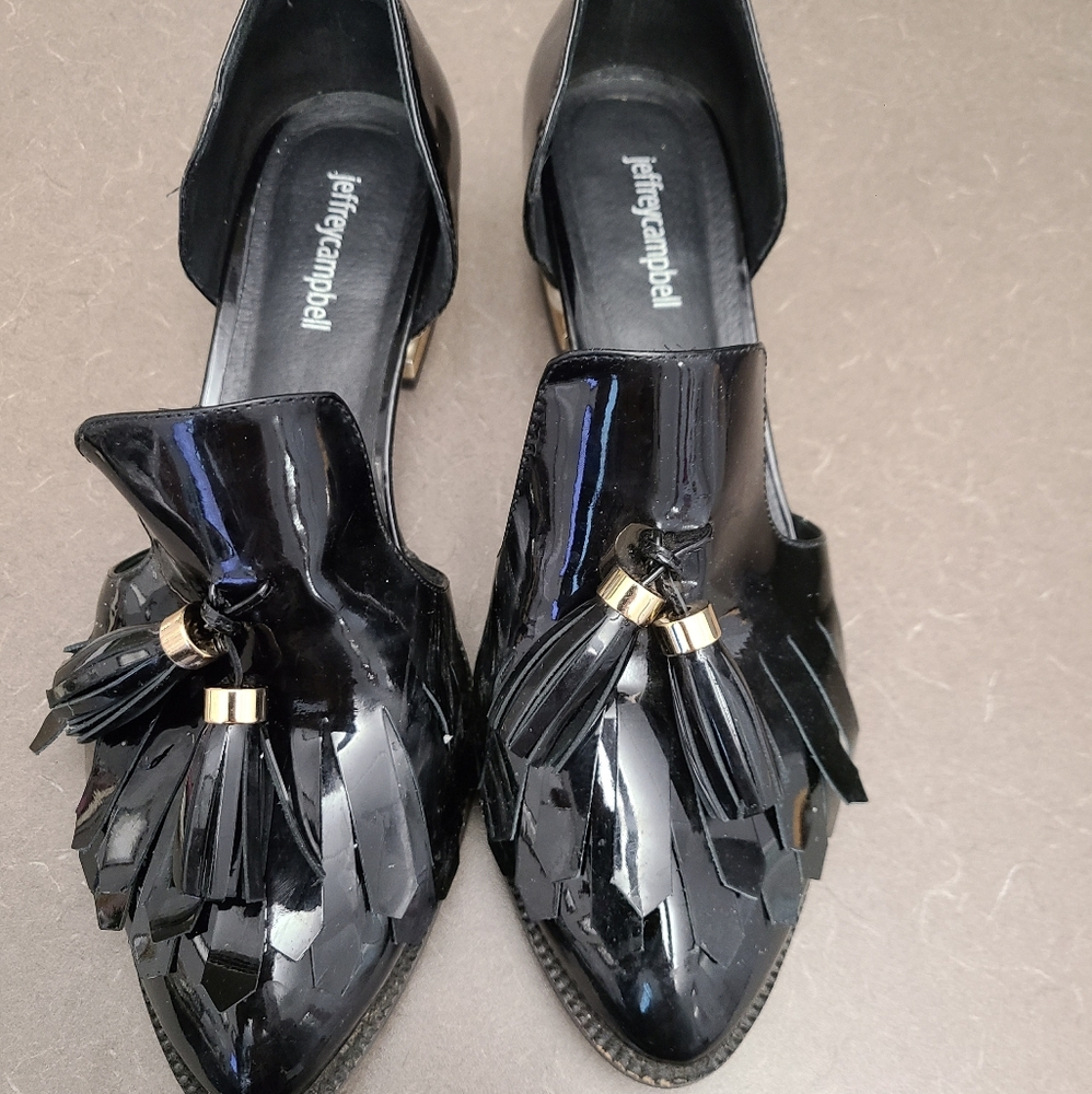 Jeffery Campbell Patent Loafer Pearl Heel 11